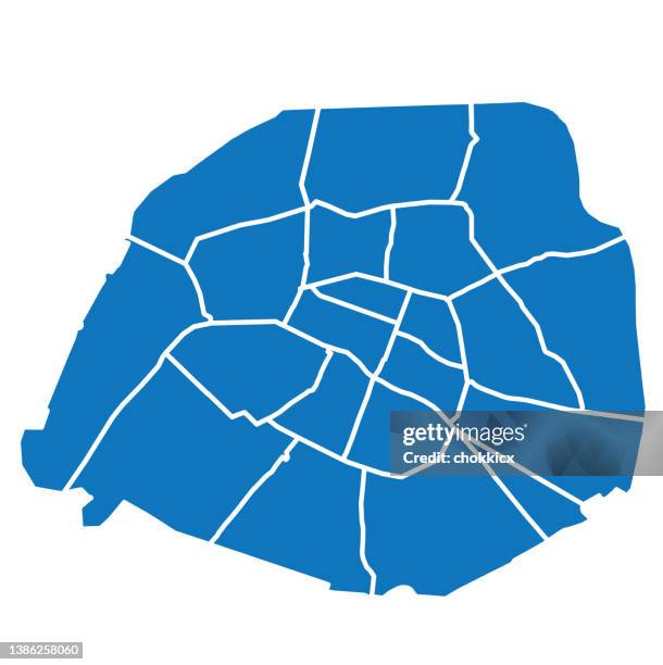 paris administrative division map - map paris stock illustrations