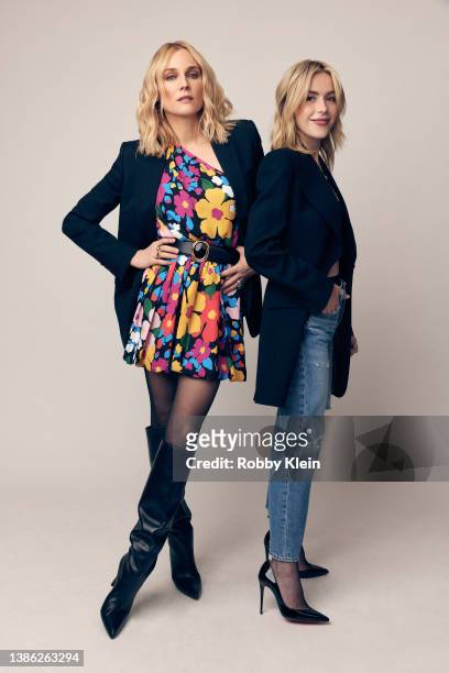 Diane Kruger and Kiernan Shipka of Swimming With Sharks pose for a portrait during 2022 SXSW Film Festival Portrait Studio the on March 13, 2022 in...