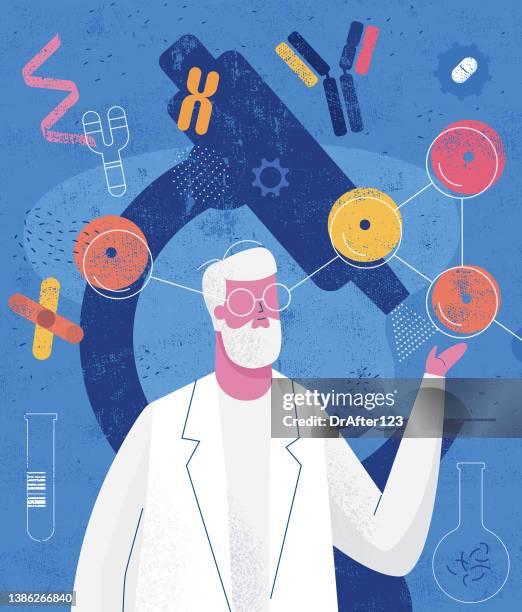 biochemist - mature men stock illustrations