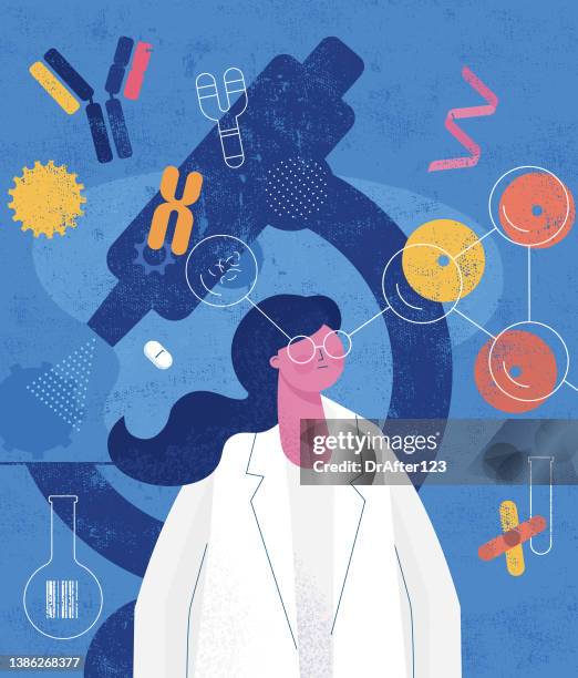 illustrazioni stock, clip art, cartoni animati e icone di tendenza di scienziato biochimico - medical research