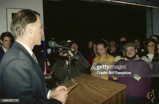 April 1992: MANDATORY CREDIT Bill Tompkins/Getty Images Jerry Brown campaigning for the Office of The President of The United States April 1992 in...