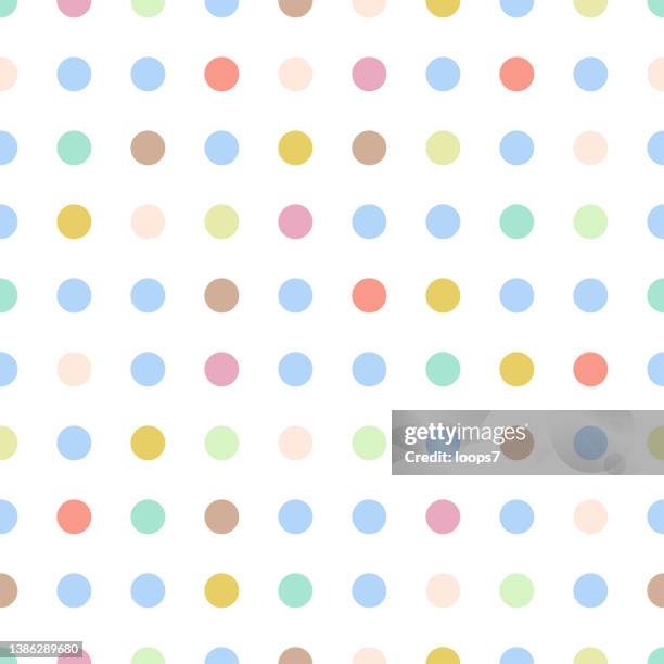 pastel colored polka dots seamless background - red polka dot stock illustrations