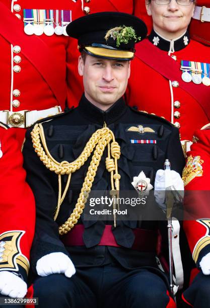 Prince William, Duke of Cambridge attends the 1st Battalion Irish Guards' St. Patrick's Day Parade with Prince William, Duke of Cambridge at Mons...