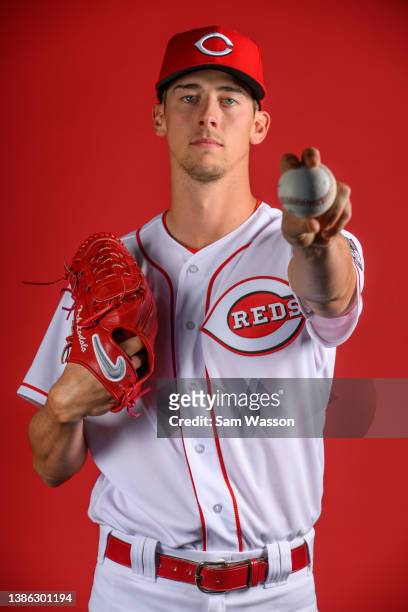 Brandon Williamson of the Cincinnati Reds poses for a portrait during photo day at Goodyear Ballpark on March 18, 2022 in Goodyear, Arizona.