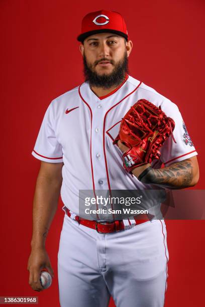 Daniel Duarte of the Cincinnati Reds poses for a portrait during photo day at Goodyear Ballpark on March 18, 2022 in Goodyear, Arizona.
