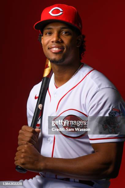 Jose Barrero of the Cincinnati Reds poses for a portrait during photo day at Goodyear Ballpark on March 18, 2022 in Goodyear, Arizona.