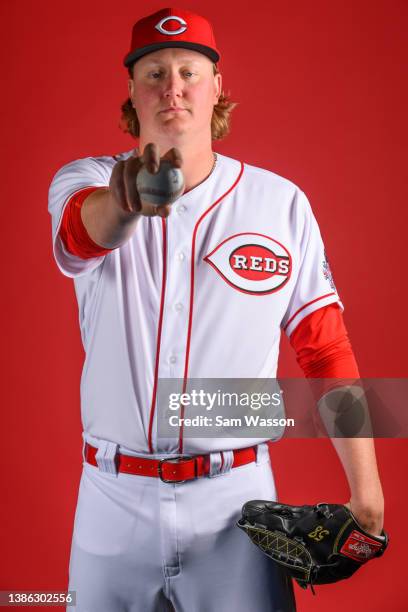 Trey Wingenter of the Cincinnati Reds poses for a portrait during photo day at Goodyear Ballpark on March 18, 2022 in Goodyear, Arizona.