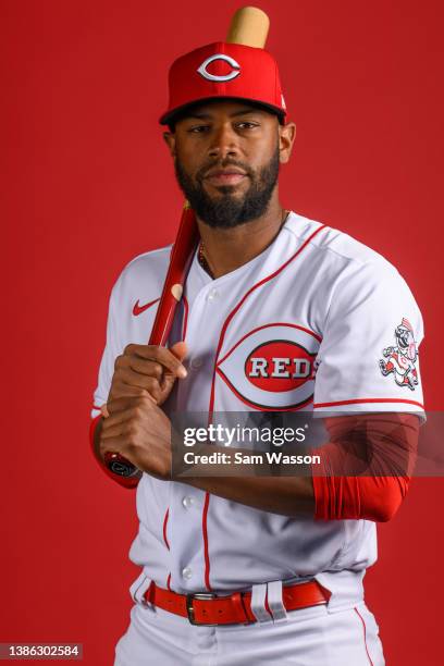 Chuckie Robinson of the Cincinnati Reds poses for a portrait during photo day at Goodyear Ballpark on March 18, 2022 in Goodyear, Arizona.