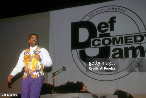 Comedian Steve Harvey performs at Russell Simmons' Def Comedy Jam on June 10, 1993 in New York City.