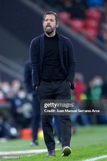 Quique Sánchez Flores the coach of Getafe during the LaLiga Santander match between Athletic Club and Getafe CF at San Mames Stadium on March 18,...