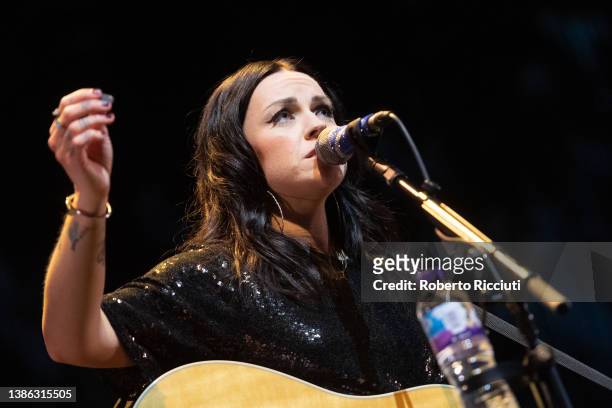 Amy Macdonald performs on stage at The OVO Hydro on March 18, 2022 in Glasgow, Scotland.