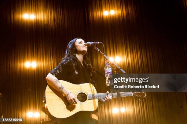 Amy Macdonald performs on stage at The OVO Hydro on March 18, 2022 in Glasgow, Scotland.