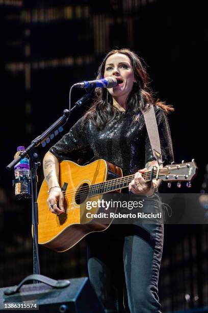 Amy Macdonald performs on stage at The OVO Hydro on March 18, 2022 in Glasgow, Scotland.