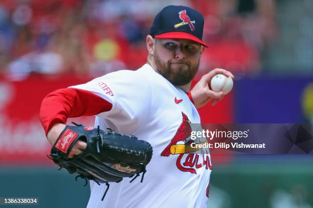 Jordan Montgomery of the St. Louis Cardinals pitches against the New York Yankees in the first inning at Busch Stadium on July 2, 2023 in St Louis,...