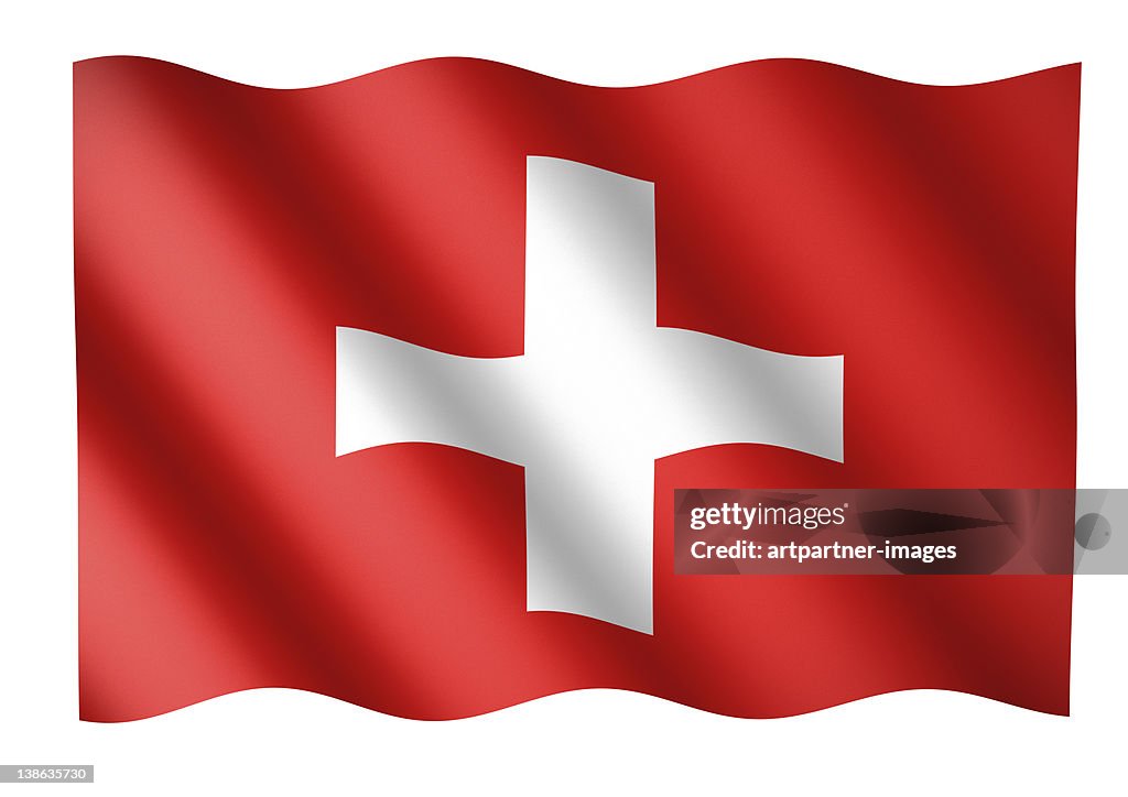 Swiss flag waving or National Flag of Switzerland