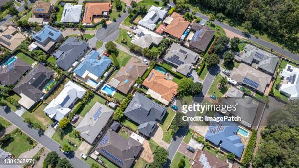 modern australian suburban suburb from the air - queensland ストックフォトと画像