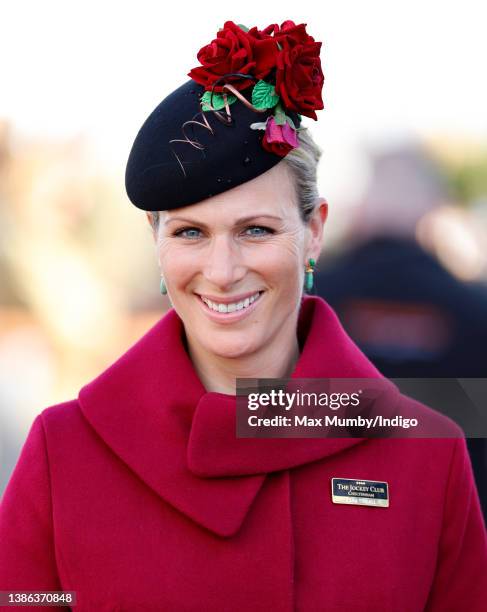 Zara Tindall attends day 4 'Gold Cup Day' of the Cheltenham Festival at Cheltenham Racecourse on March 18, 2022 in Cheltenham, England.