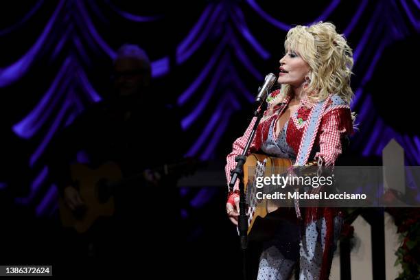 Dolly Parton performs on stage at ACL Live during Blockchain Creative Labs’ Dollyverse event at SXSW during the 2022 SXSW Conference and Festivals on...