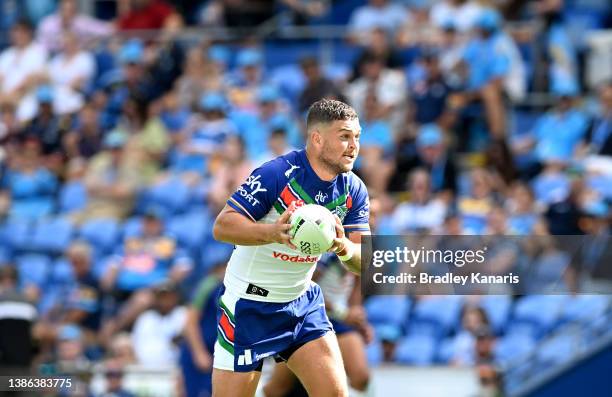 Ash Taylor of the Warriors in action during the round two NRL match between the Gold Coast Titans and the New Zealand Warriors at Cbus Super Stadium,...