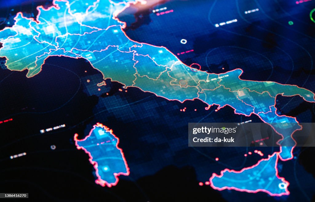 Mappa dell'Italia sul display digitale
