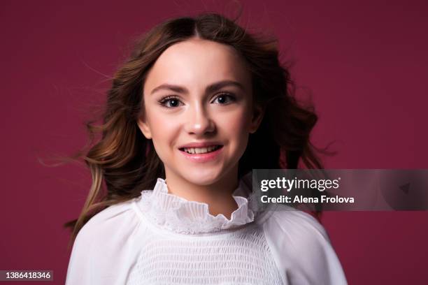 portrait of beautiful young woman with make-up - blouse fashion stock pictures, royalty-free photos & images