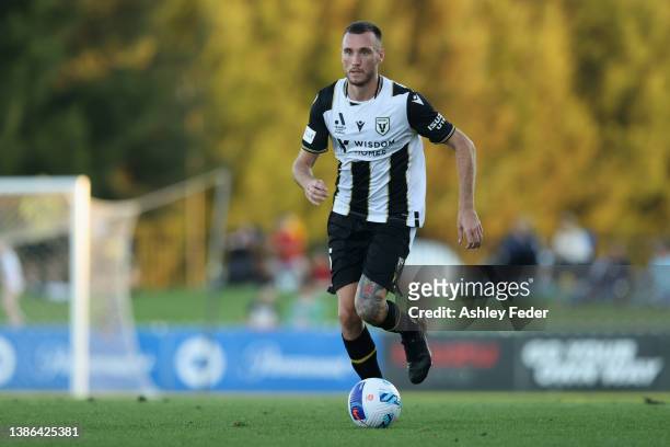 Aleksandar Susnjar of Macarthur FC in action during the A-League Mens match between Central Coast Mariners and Macarthur FC at Glen Willow Sporting...