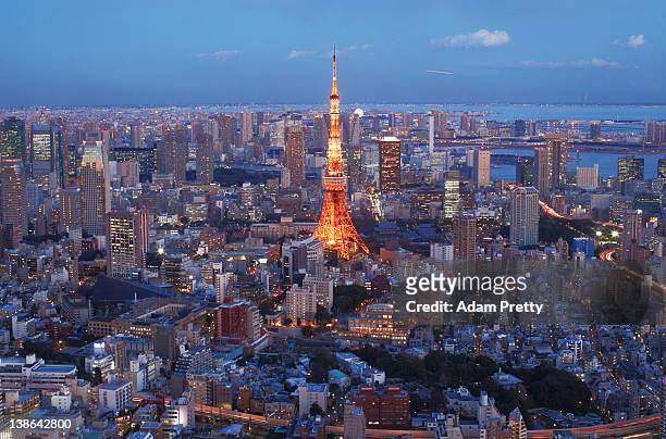 General view of Tokyo Tower and the surrounding area on February 10, 2012 in Tokyo, Japan.