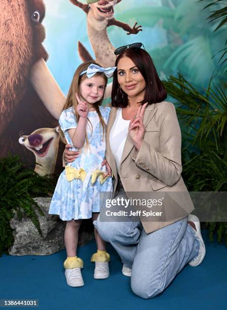 Amy Childs and daughter Polly join fans to celebrate the upcoming launch of "The Ice Age Adventures of Buck Wild", at Ham Yard Hotel on March 19,...