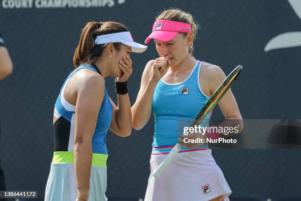 Libema Open 2023 Game in Hertogenbosch. Double womens game match between the team of Ekaterina Alexandrova of Russia and Zhaoxuan Yang of China...