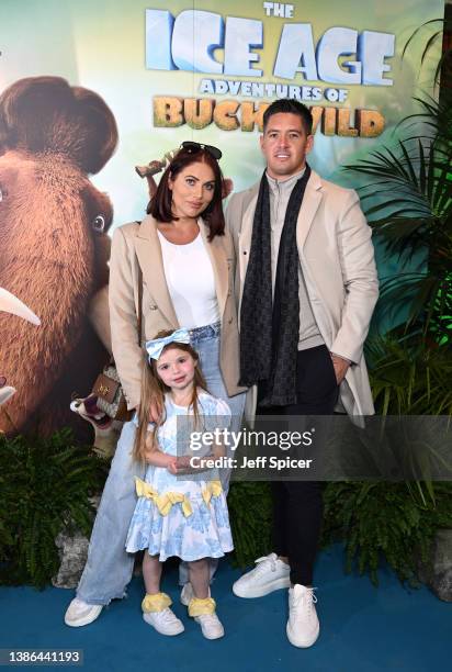 Amy Childs, Billy Delbosq and daughter Polly join fans to celebrate the upcoming launch of "The Ice Age Adventures of Buck Wild", at Ham Yard Hotel...