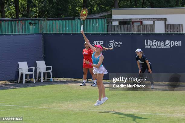 Libema Open 2023 Game in Hertogenbosch. Womens double game match between the team of Ekaterina Alexandrova of Russia the title holder and winner of...