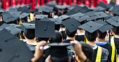 Back view of graduates during commencement