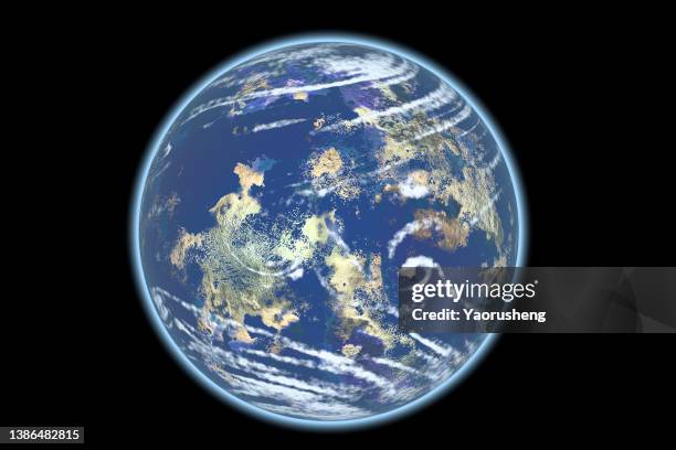 isolated unknown planet earth-digitally generated planet - pacific ocean from space stock pictures, royalty-free photos & images