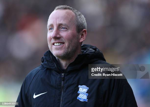 Lee Bowyer, Manager of Birmingham City, looks on prior to kick off of the Sky Bet Championship match between Swansea City and Birmingham City at...