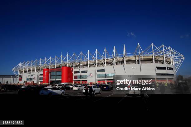 General view outside the stadium prior to the Emirates FA Cup Quarter Final match between Middlesbrough v Chelsea at Riverside Stadium on March 19,...