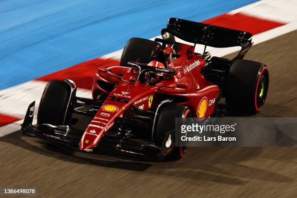 Charles Leclerc of Monaco driving the Ferrari F1-75 on track during qualifying ahead of the F1 Grand Prix of Bahrain at Bahrain International Circuit...