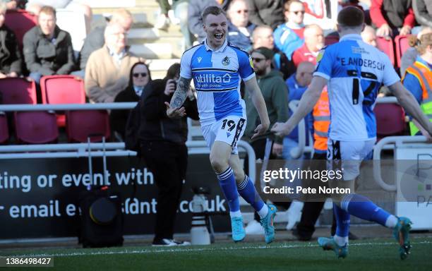 Harry Anderson of Bristol Rovers celebrates after scoring his sides goal after 38 seconds during the Sky Bet League Two match between Northampton...