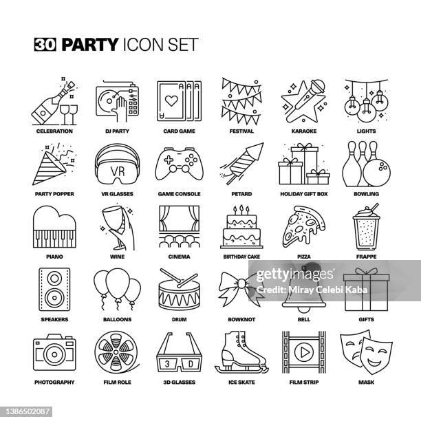 party line icons set - petard stock illustrations