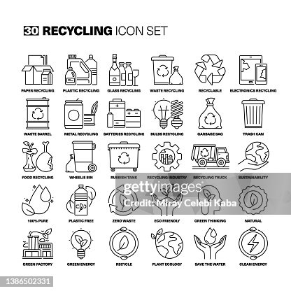 Recycling Line Icons Set Recycling Line Icons Set