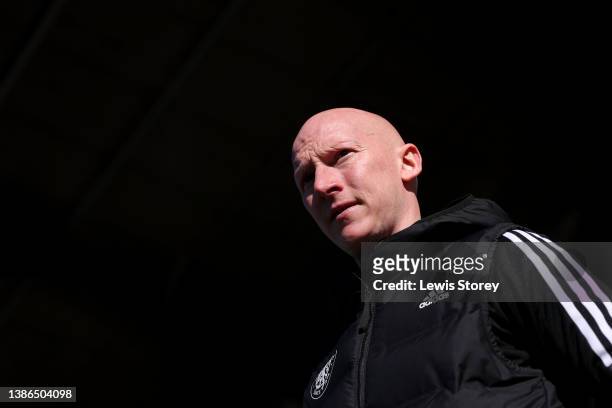 Danny Whitaker, Manager of Macclesfield looks on prior to the North West Counties Football League match between Macclesfield and Avro at Leasing.com...