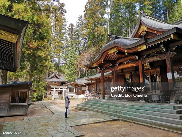 sakurayama hachimangu shrine in takayama - nagano prefecture stock pictures, royalty-free photos & images