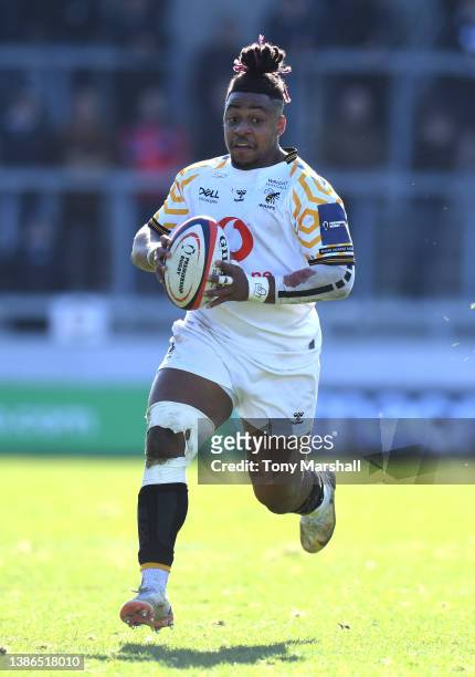 Paolo Odogwu of Wasps during the Premiership Rugby Cup match between Sale Sharks and Wasps at AJ Bell Stadium on March 19, 2022 in Salford, England.