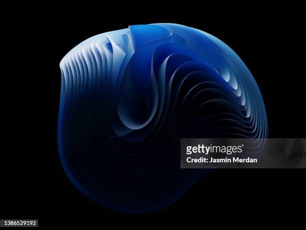 abstract twisted blue shape - zero gravity imagens e fotografias de stock