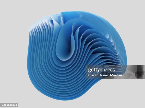 blue curved swirl object - science white background bildbanksfoton och bilder