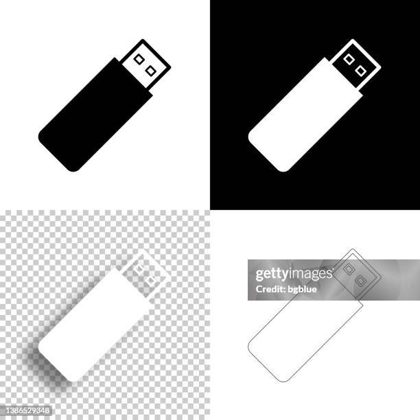 ilustrações, clipart, desenhos animados e ícones de unidade flash usb. ícone para design. fundo em branco, branco e preto - ícone da linha - cartão de memória