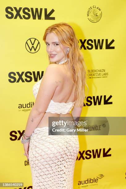 Bella Thorne attends the "Cannabis Evolution: Culture, Equity & Opportunity" panel during the 2022 SXSW Conference and Festivals at Austin Convention...