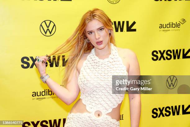 Bella Thorne attends the "Cannabis Evolution: Culture, Equity & Opportunity" panel during the 2022 SXSW Conference and Festivals at Austin Convention...