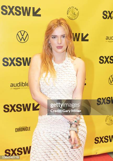 Bella Thorne attends the "Cannabis Evolution: Culture, Equity & Opportunity" panel during the 2022 SXSW Conference and Festivals at Austin Convention...