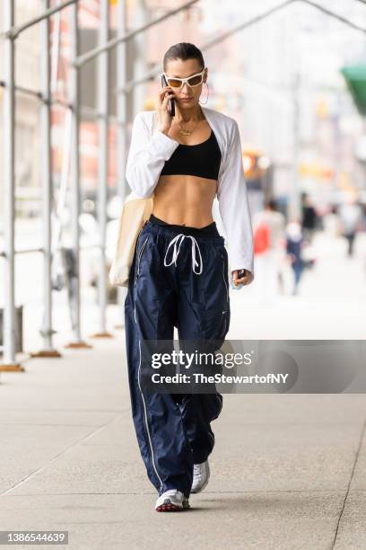 Bella Hadid is seen in Tribeca on March 19, 2022 in New York City.