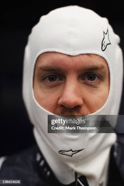 Sebastian Vettel of Germany and Red Bull Racing prepares to drive during day four of Formula One winter testing at the Circuito de Jerez on February...